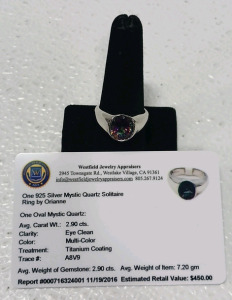 925 Silver Mystic Quartz Solitaire Ring