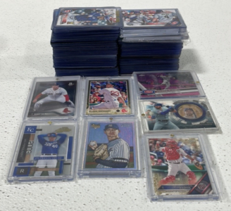 (100) Baseball Cards w/ Protective Cases