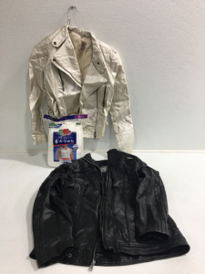 (2) Leather (Polyester) Jackets Size Small, Mens Undershirts Size 2XL
