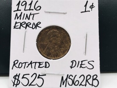 1916 MS62RB Mint Error Wheat Penny
