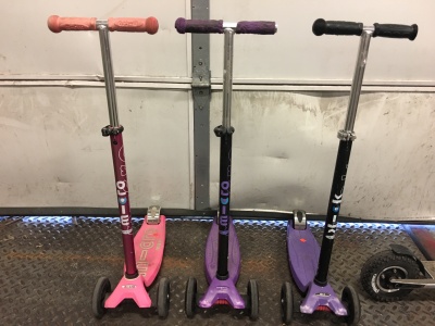 PhaseTwo Dirt Scooter And 3 Micro 3 Wheeled Scooters