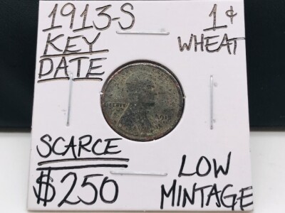 1913-S Scarce Key Date Wheat Copper Penny