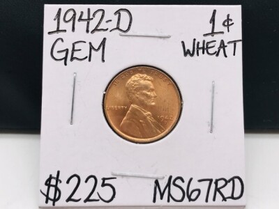 1942-D MS67RD Gem Wheat Copper Penny