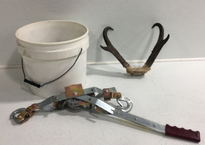Cable Pully, Bucket Full Of Chains, Antlers