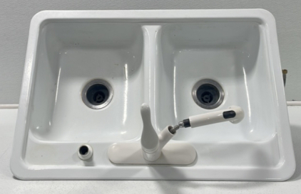 (1) Double Steel Kitchen Sink W/ Faucet Attachment