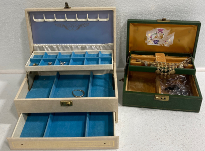 (2) Jewelry Boxes With Costume Jewelry