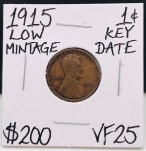 1915 VF25 Low Mintage Key Date Penny