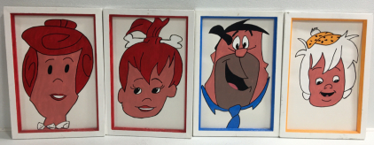 (4) Flinstones Handmade Framed Pictures/ Paintings
