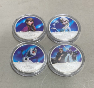 (4) 2020 Disney Frozen Collectible Coins W/ New Zealand Elizabeth II On Back