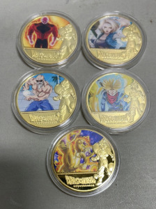 (5) Dragonball Gold Plated Collectible Coins