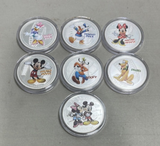 (7) 2020 Disney Characters Collectible Coins W/ New Zealand Elizabeth II On Back