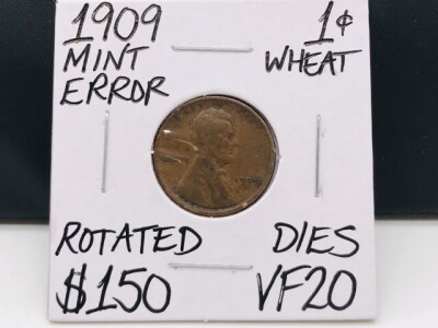 1909 VF20 Mint Error Wheat Penny