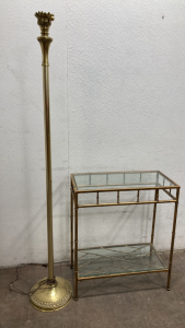 Small Accent Table, Gold Floor Lamp