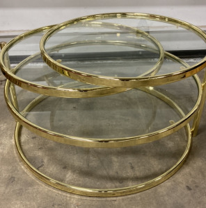 Gold Frame-Glass Top Accent Table