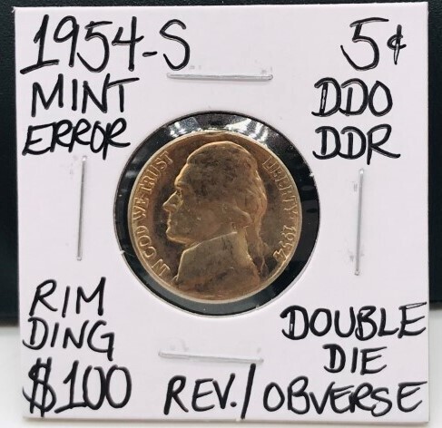 1954-S Mint Error DDO DDR Nickel