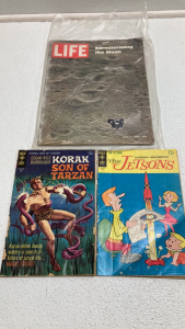 Life Magazine 1969 Moon Landing, Son of Tarzan Comic 1969, The Jetsons Comic 1969