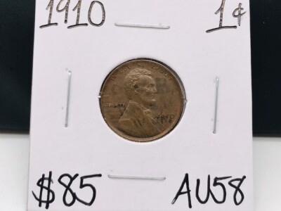 1910 AU58 Antique Wheat Copper Penny