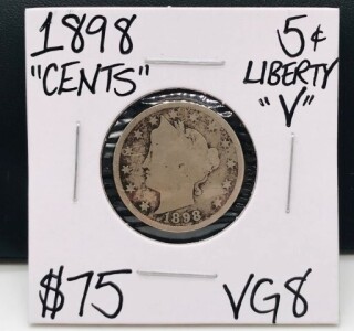 1898 VG8 "Cents" Liberty V Nickel