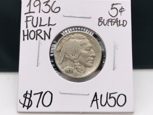 1936 AU50 Full Horn Buffalo Nickel