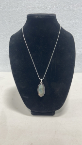 (1) Flashy Labradorite Gemstone Necklace W/ 23&rdquo; Sterling Silver Chain .925