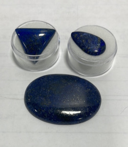 (1) Lapis Lazuli Cabochon Gemstone 97.75ct, (1) Lapis Lazuli Cabochon Gem Stone 19.40ct, (1) Lapis Lazuli Cabochon Gem Stone 9.30ct