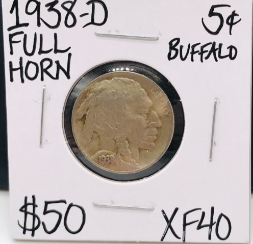 1938-D XF40 Full Horn Buffalo Nickel