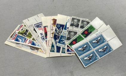 (100) Vintage US Postage Stamps In Blocks Of 4 Mint, Original Gum, Never Hinged.