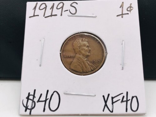 1919-S XF40 Antique Wheat Copper Penny