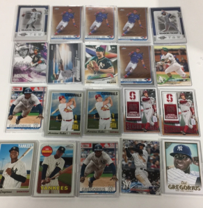 (20) 2018-2022 MLB Baseball Cards Rookies Stars and Inserts In Protective Cases