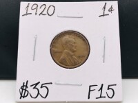 1920 F15 Antique Wheat Copper Penny