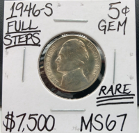 1946-S MS67 Full Steps RARE Gem Nickel