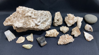 (1) Large Quartz Crystal Stone, Small Quartz Crystals and Various Stones