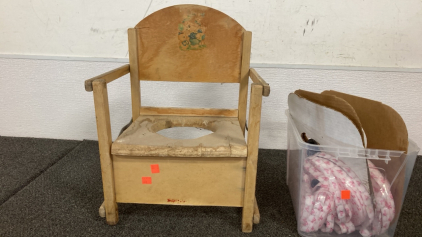 Antique Baby Seat With Assorted Items