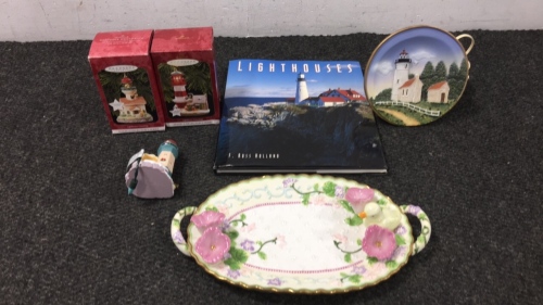 Lighthouse Decor and Glass Plate