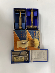 Antique safety Razors and Brush