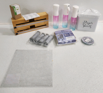 Wrap Dispenser, Window Decals, Filters, (3) Spray Bottles, Dryer Sheets Holder, Chair Seat Covers, Coasters