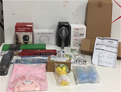 (1) Enhypen Official Light Stick (1) Decorative Projector Light (1) Smiley Face Size Medium Shirt (1) Set Of Vanity Mirrors (1) LED Light Up Floating Shelf And More Amazon Items
