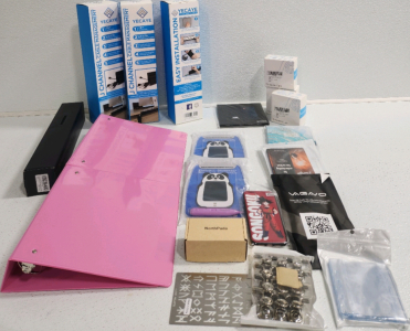(2) Pink Binders, (3) Cable Management, (3) Transparent Tape, Large Mouse Pad And More