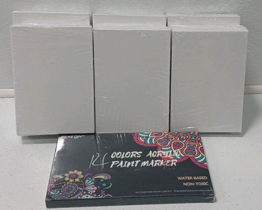 (6) Packs Of Blank Canvas And Acrylic Paint Markers