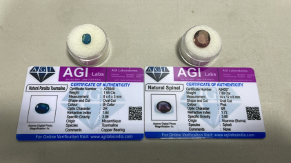 (1) Natural Pink Burma Spinel Gemstone 7.80ct, (1) Bi Color Paraiba Tourmaline Gemstone 1.95ct Both W/ COA