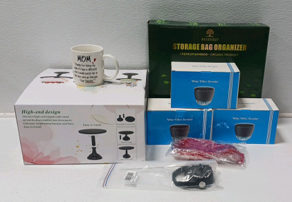 Cake Pedistal, Storage Bag Organizer, Wine Filter Aerator And More