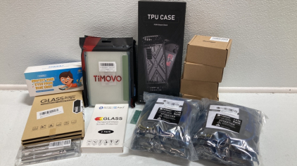 (4) Fire 7 Cases, Steam Deck Case, (4) Screen Protectors, (4) Sets of Rechargeable Batteries, Blue Light Glasses, (2) Laser Pointers, (2) PCIE Risers