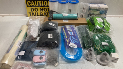 Pool Filters, Trampoline Anchors, Fly Traps, Disposable Face Masks, Dryer Lint Vac Attachment, Non-Slip Shower Mat, (3) Bike Saddle Bags, Trellis Netting, and more