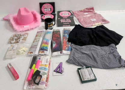 Pink Cowboy Hat, (4) Diamond Paintings, Bathing Suit, (2) Sunflower T-Shirts, (4) Gel Nail Polish Sets, Turmeric Oil And More