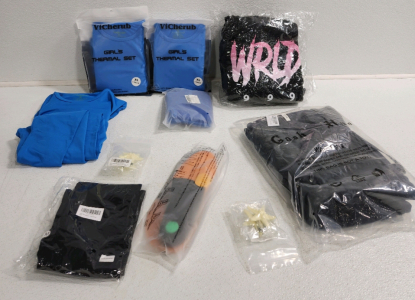 (3) Girls Thermal Sets (Size XL) Women's Sweater, Men's Pants ( Size 34*30) Shoe Insoles, Hair Clips, Leggings(Size M)