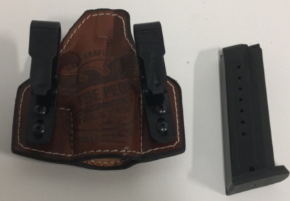 (1) We The People Brana Glock 43/43X Apenaix Leather Holster (1) Ruger Sr9/ Pc Carbine Magazine