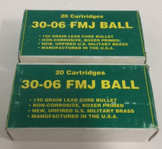 (2) Boxes Of (20) 30-06 FMJ Ball Cartridges