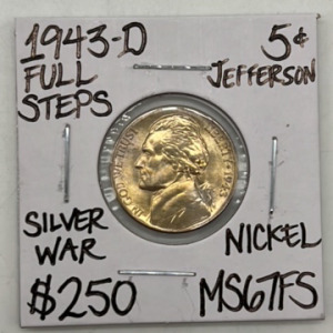 1943-D MS67FS Full Steps Silver War Nickel