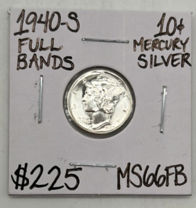 1940-S MS66FB Full Bands Silver Mercury Dime