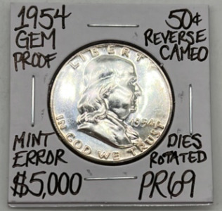 1954 PR69 Rare Gem Proof Franklin 1/2 Dollar